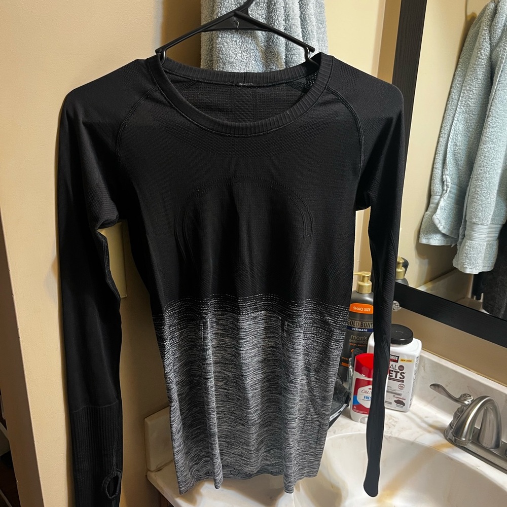 Lululemon Black and Gray Long Sleeve Top
